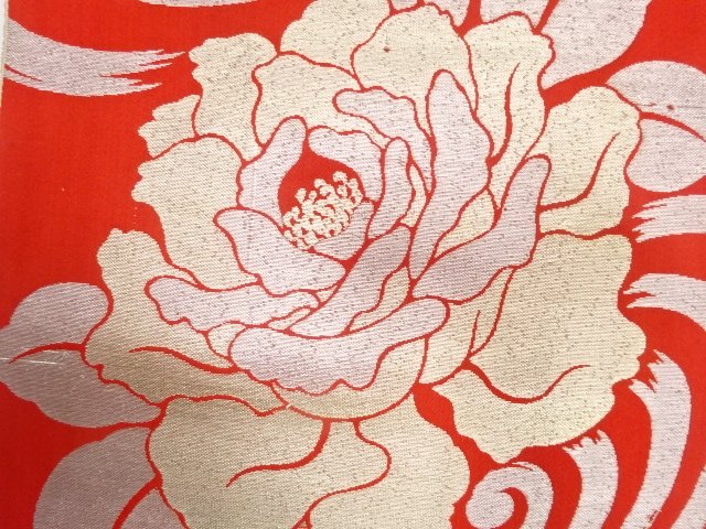 アンティーク　薔薇に水田模様織り出し八寸帯